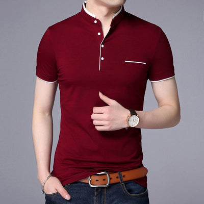 Polo manga corta hombre algodón cuello mao moderno - Álvaro