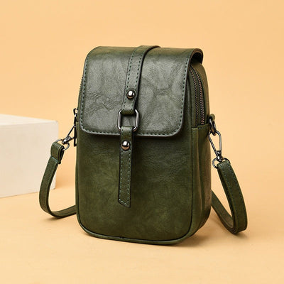 Bolso bandolera para mujer de piel sintética con bolsillo frontal estilo compacto - Daniela