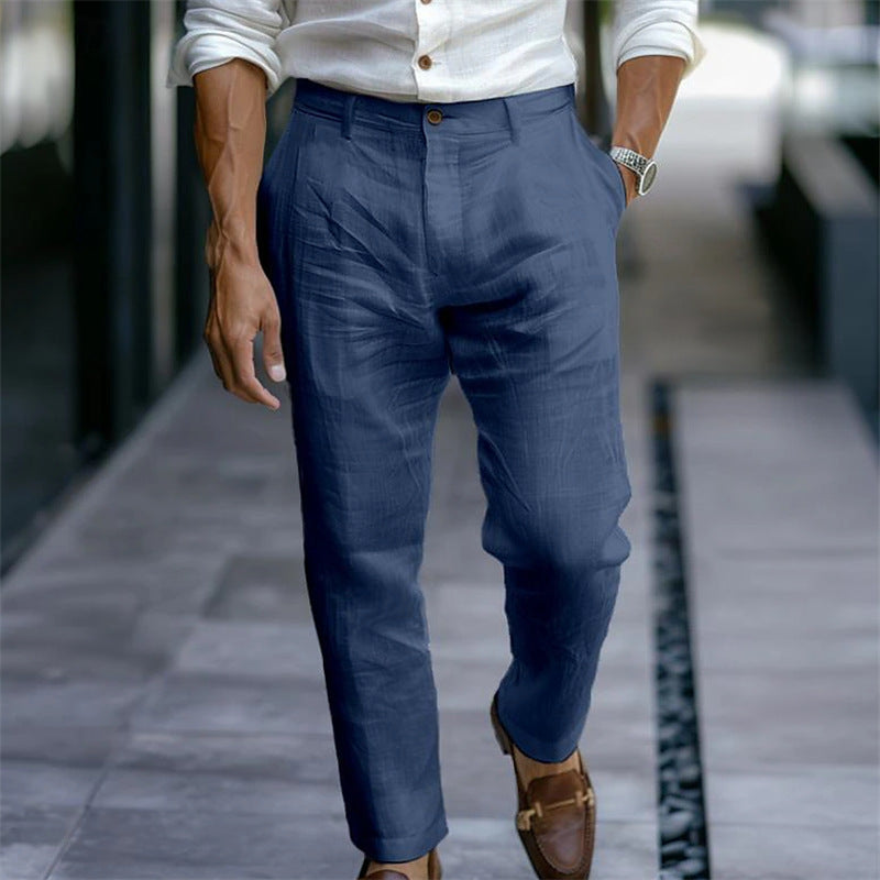 Pantalón hombre lino recto estilo casual elegante - Adriano