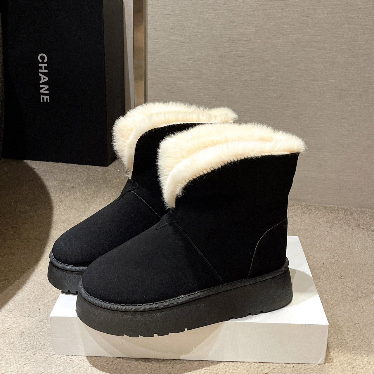 Botines para mujer estilo invernal con borde afelpado - Saivelle