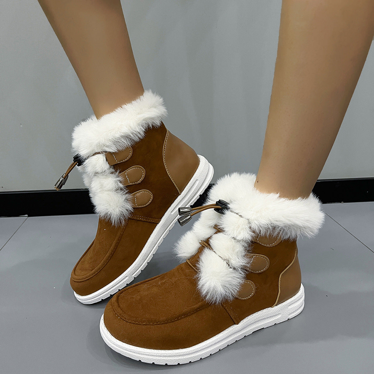 Botines para mujer estilo invernal con acabado afelpado - Yseline