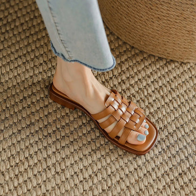 Sandalias mujer piel sintética trenzada diseño plano - Renata