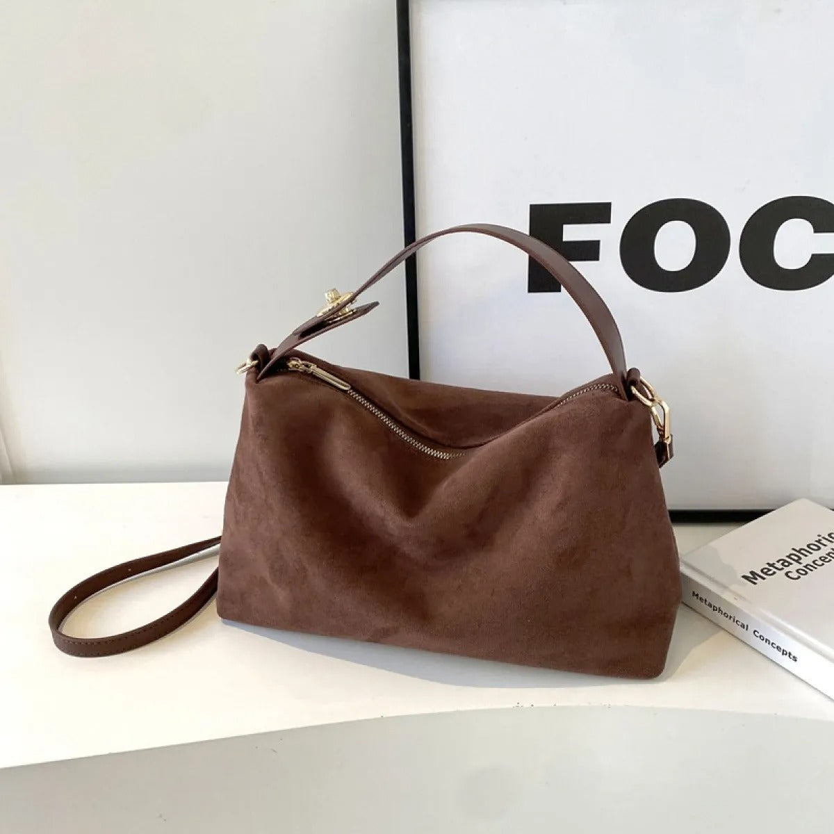 Bolso de hombro para mujer ante suave estilo retro - Maëlle