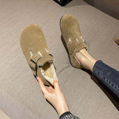Zapatos tipo zueco con forro interior de felpa para mujer - Yadhi