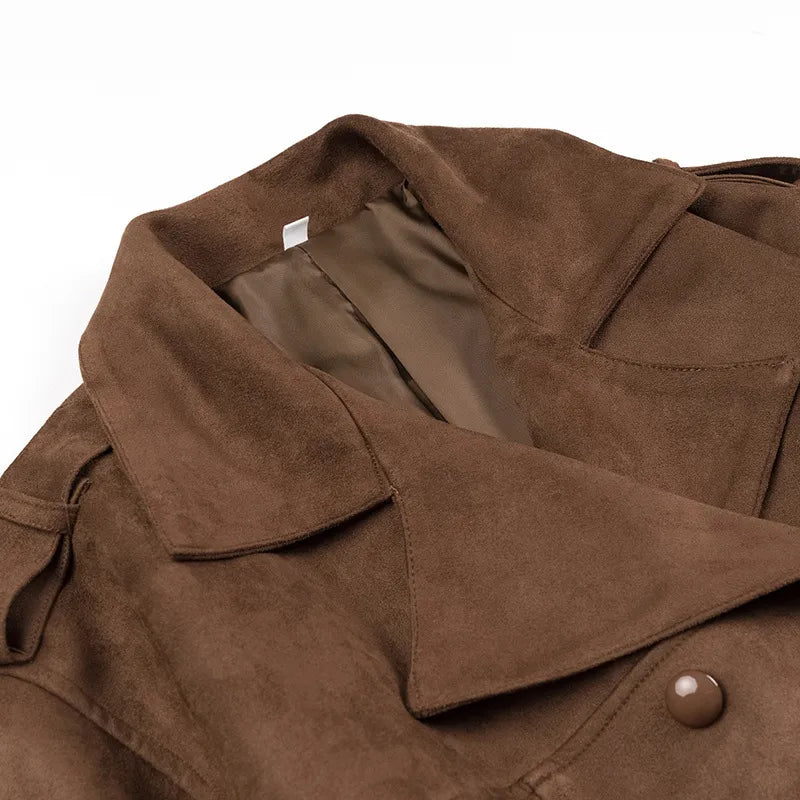 Gabardina cruzada con solapas de terciopelo - Alana