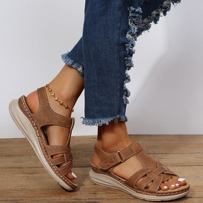 Sandalias cuña mujer diseño cruzado casual - Eliane