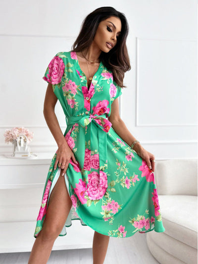 Vestido mujer estampado floral manga corta - Mirella