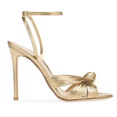 Sandalias para mujer de tacón alto metalizado diseño nudo elegante - Daniela