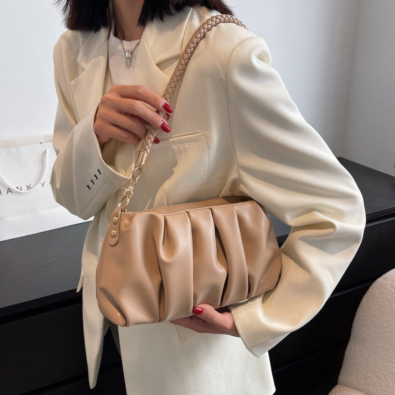 Bolso de hombro suave con pliegues – Evelina