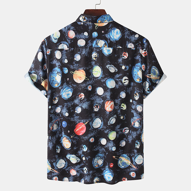 Camisa de manga corta para hombre con lunares y aspecto retro