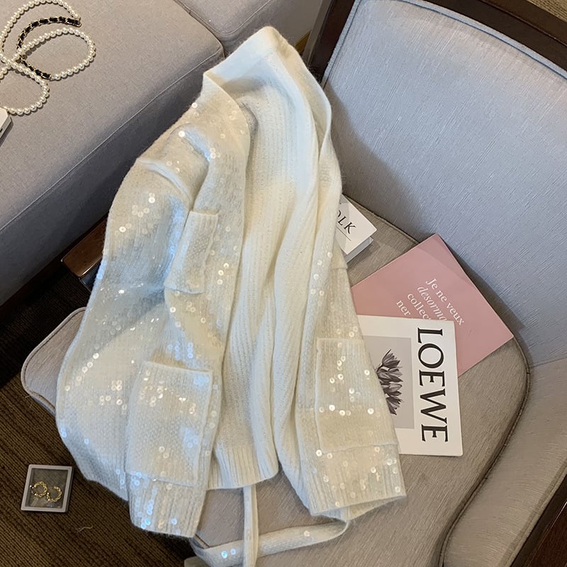 Cárdigan de lentejuelas para mujer de efecto luminoso - Leyla