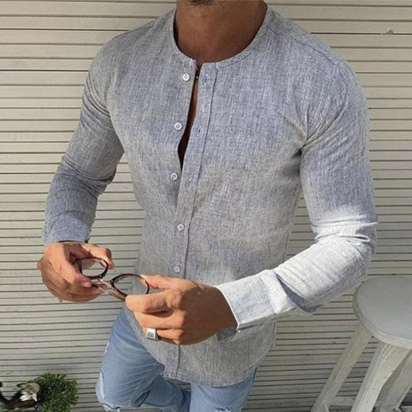 Elegante camisa de algodón de manga larga para hombre