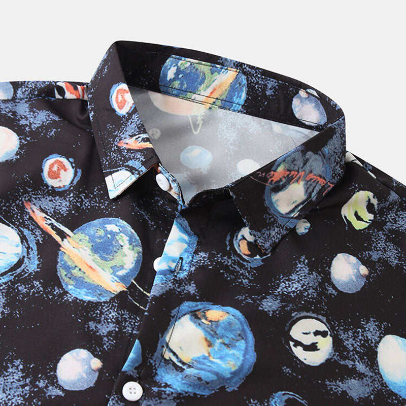 Camisa de manga corta para hombre con lunares y aspecto retro