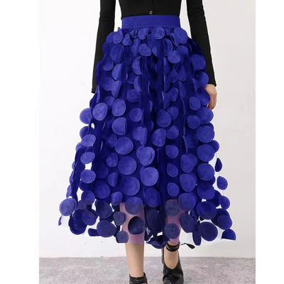 Falda maxi vintage de cintura alta y lunares para mujer