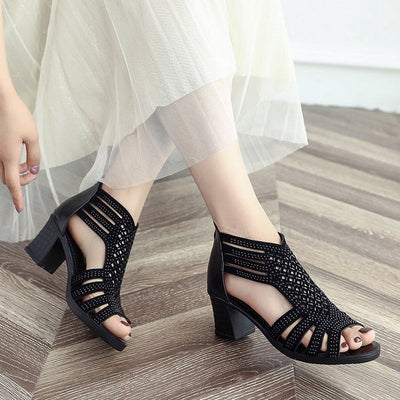 Sandalias mujer tacón medio diseño romano - Elvira
