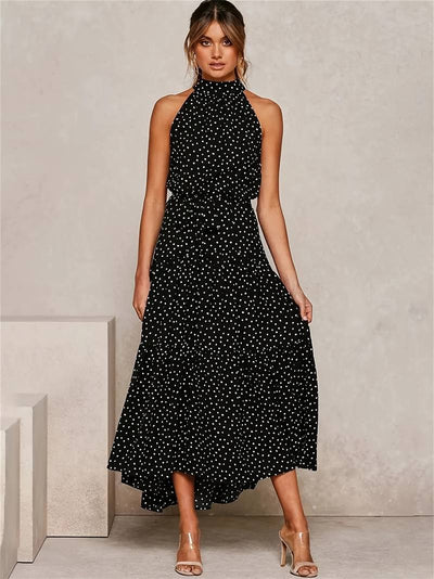 Cerelia - Vestido sin mangas con escote joya y lunares