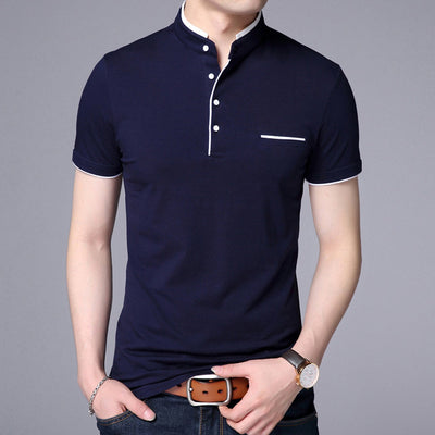 Polo manga corta hombre algodón cuello mao moderno - Álvaro