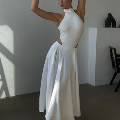 Maxifalda femenina de talle alto y con estilo - fluida