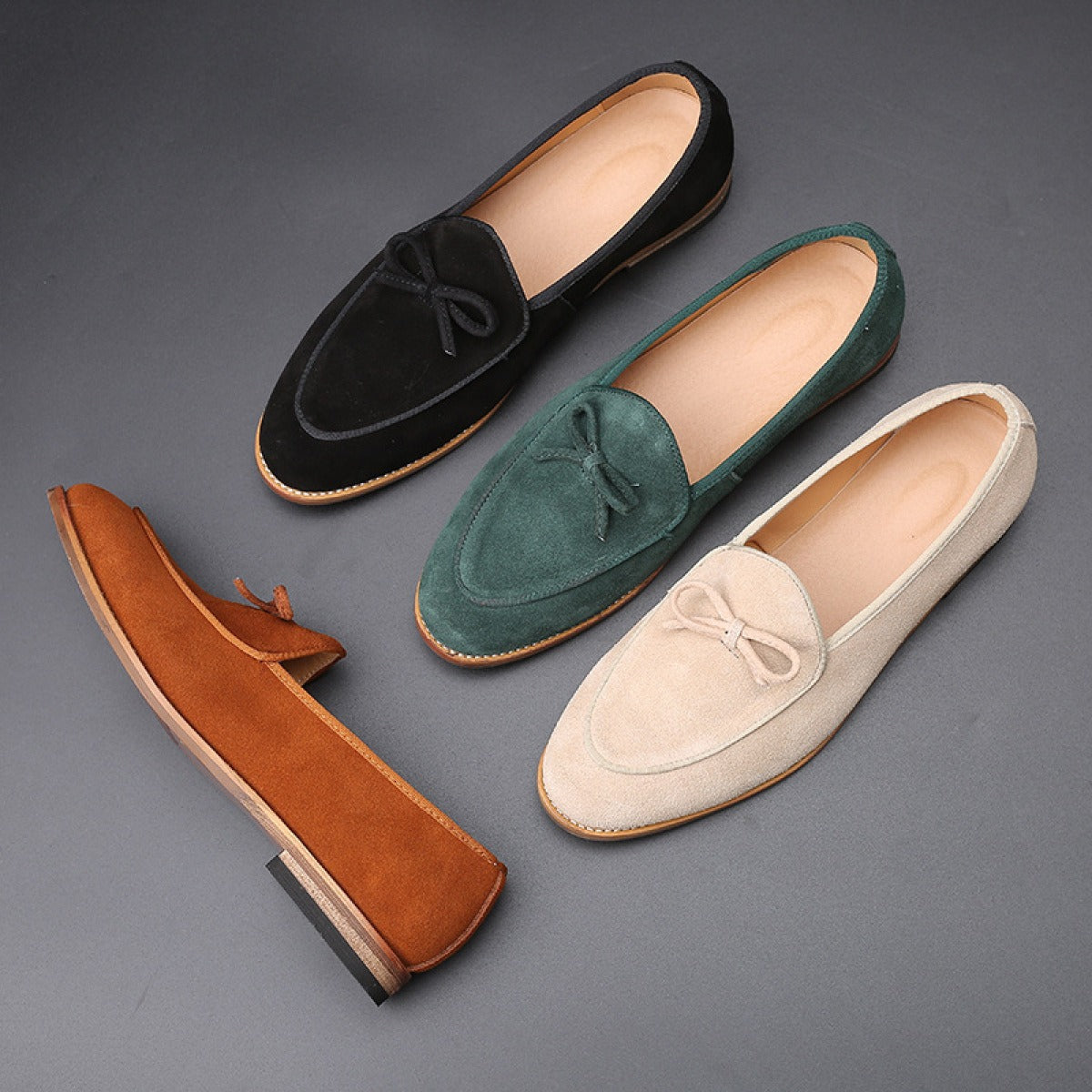 Mocasines hombre lazo decorativo cuero gamuza - Dorian