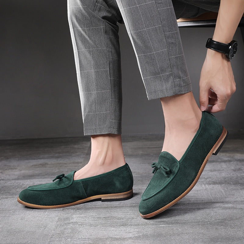 Mocasines hombre lazo decorativo cuero gamuza - Dorian