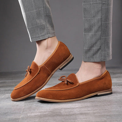 Mocasines hombre lazo decorativo cuero gamuza - Dorian