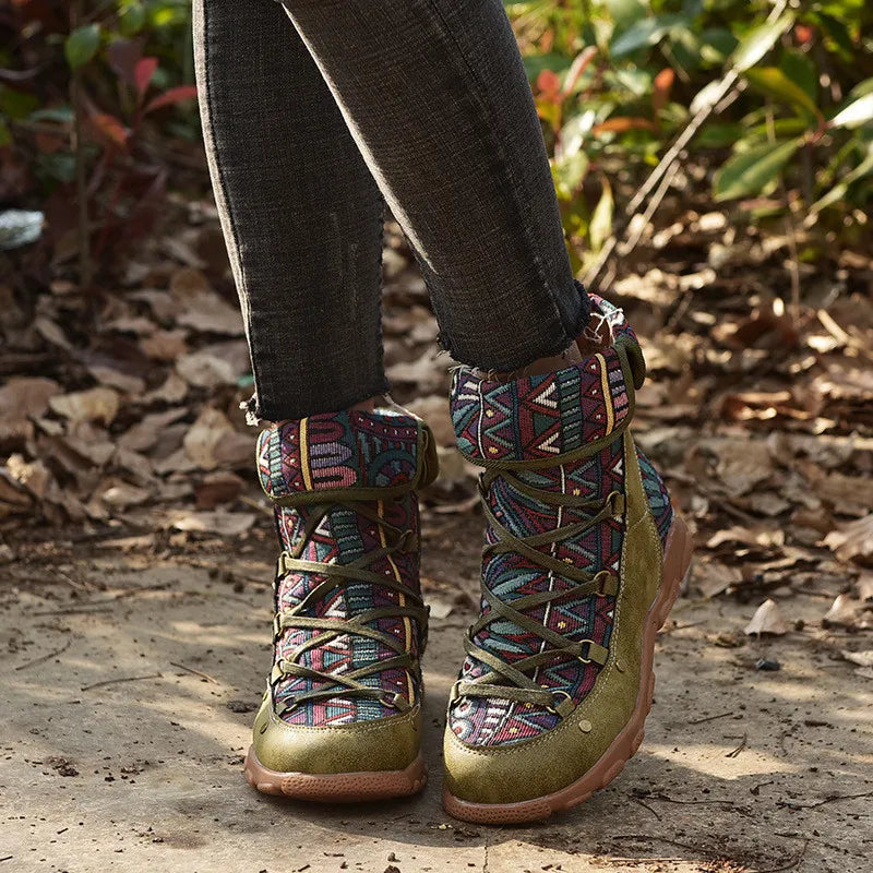 Botines mujer estilo étnico cordones y cremallera - Tribal