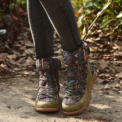 Botines mujer estilo étnico cordones y cremallera - Tribal