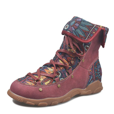 Botines mujer estilo étnico cordones y cremallera - Tribal