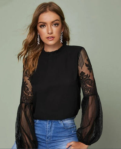 Dara - Blusa de encaje transparente elegante para mujer