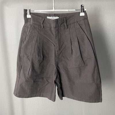 Pantalones cortos para mujer de lino estilo recto de talle alto - Clara