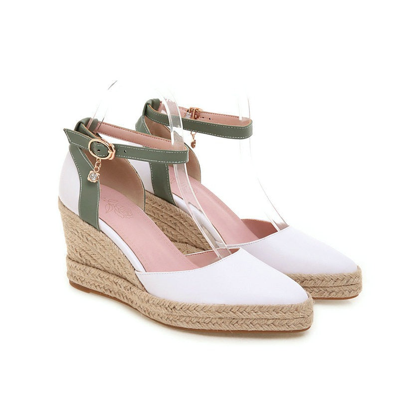 Sandalias para mujer de cuña yute correa tobillo estilo espadrille - Adriana
