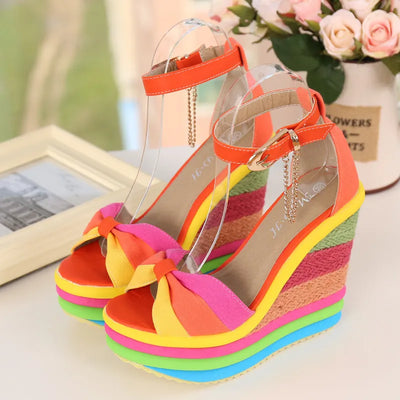 Sandalias de cuña para mujer de plataforma multicolor estilo veraniego - Mariana