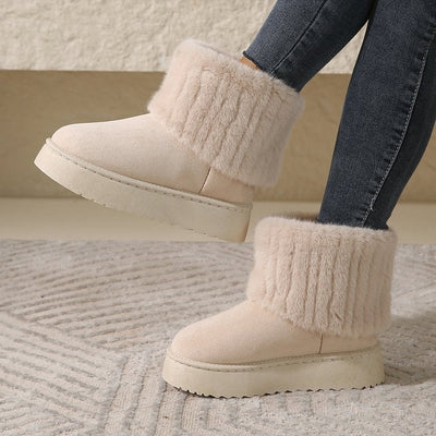 Botines para mujer estilo invernal con borde afelpado - Auralyn