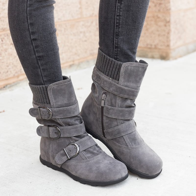 Botas ajustables para mujer efecto ante - Avenne