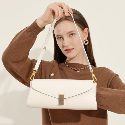 Bolso de hombro para mujer cuero sintético broche metálico elegante - Amandine