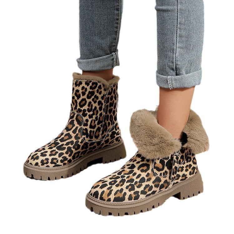 Botas de invierno para mujer con estampado animal y forro calido - Yuliana