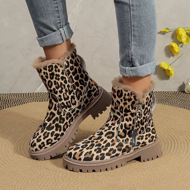 Elaine - Botas Chelsea estampadas de leopardo para mujer
