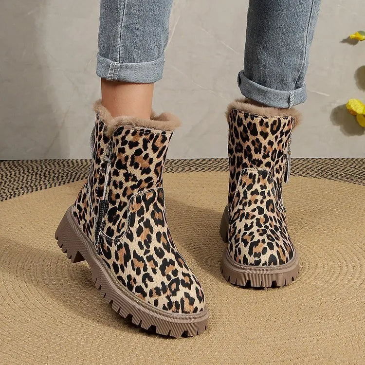 Elaine - Botas Chelsea estampadas de leopardo para mujer