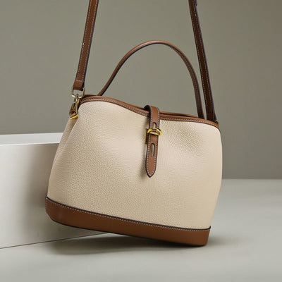 Bolso de hombro para mujer de piel texturizada bicolor estilo estructurado - Teresa