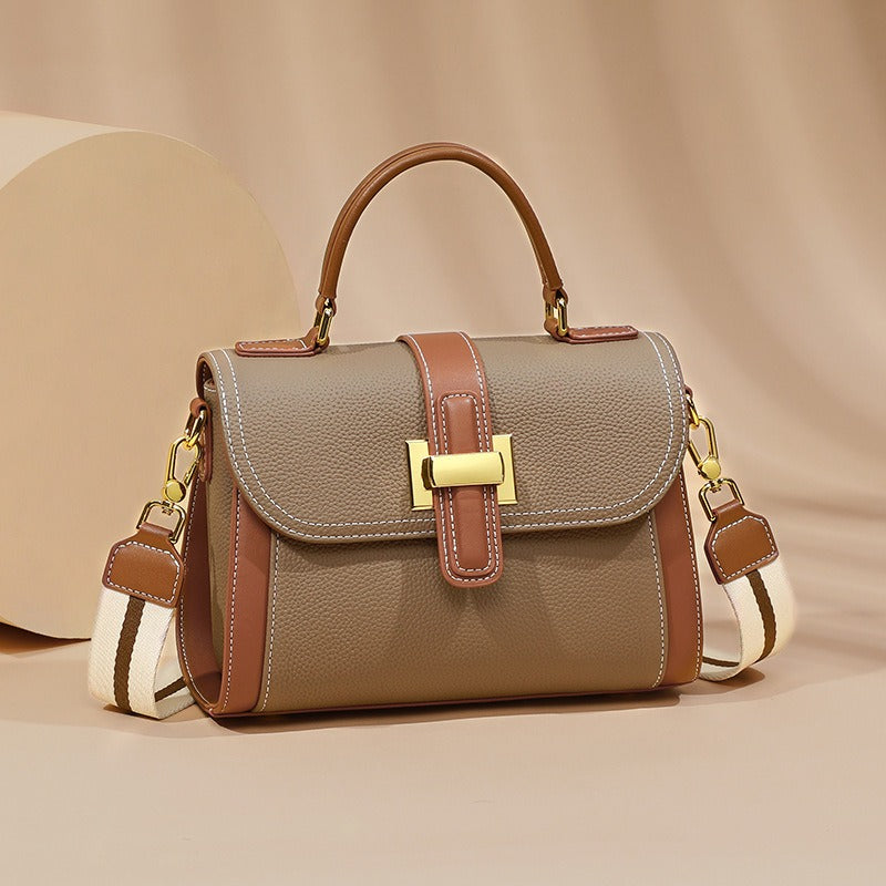 Bolso de mano para mujer de piel texturizada con cierre metálico - Natalia