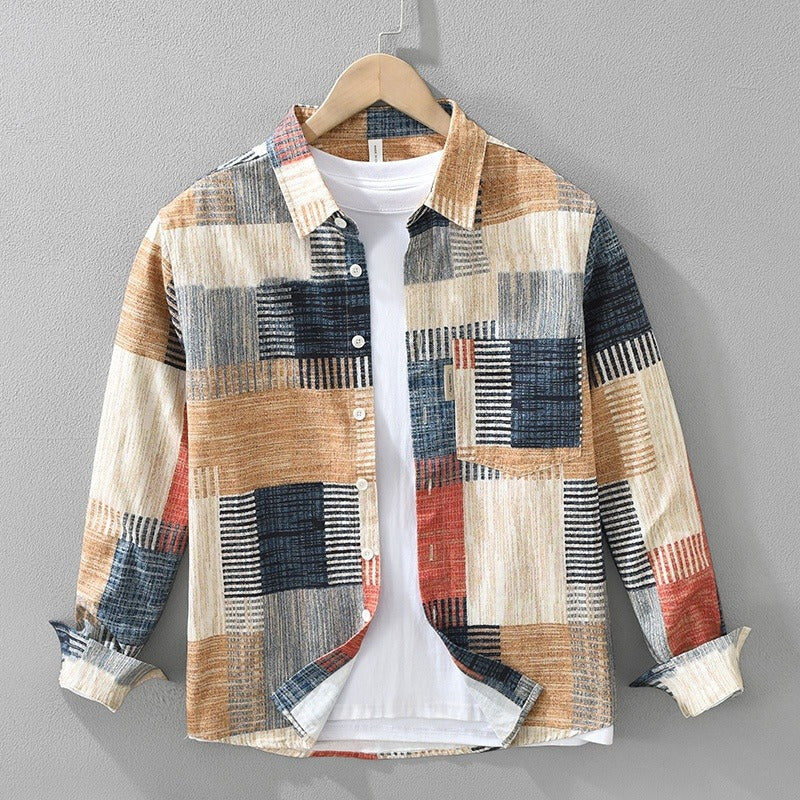 Camisa para hombre algodón estampado patchwork estilo casual - Hector
