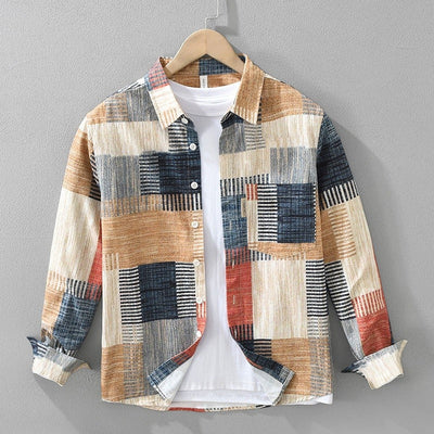 Camisa para hombre algodón estampado patchwork estilo casual - Hector
