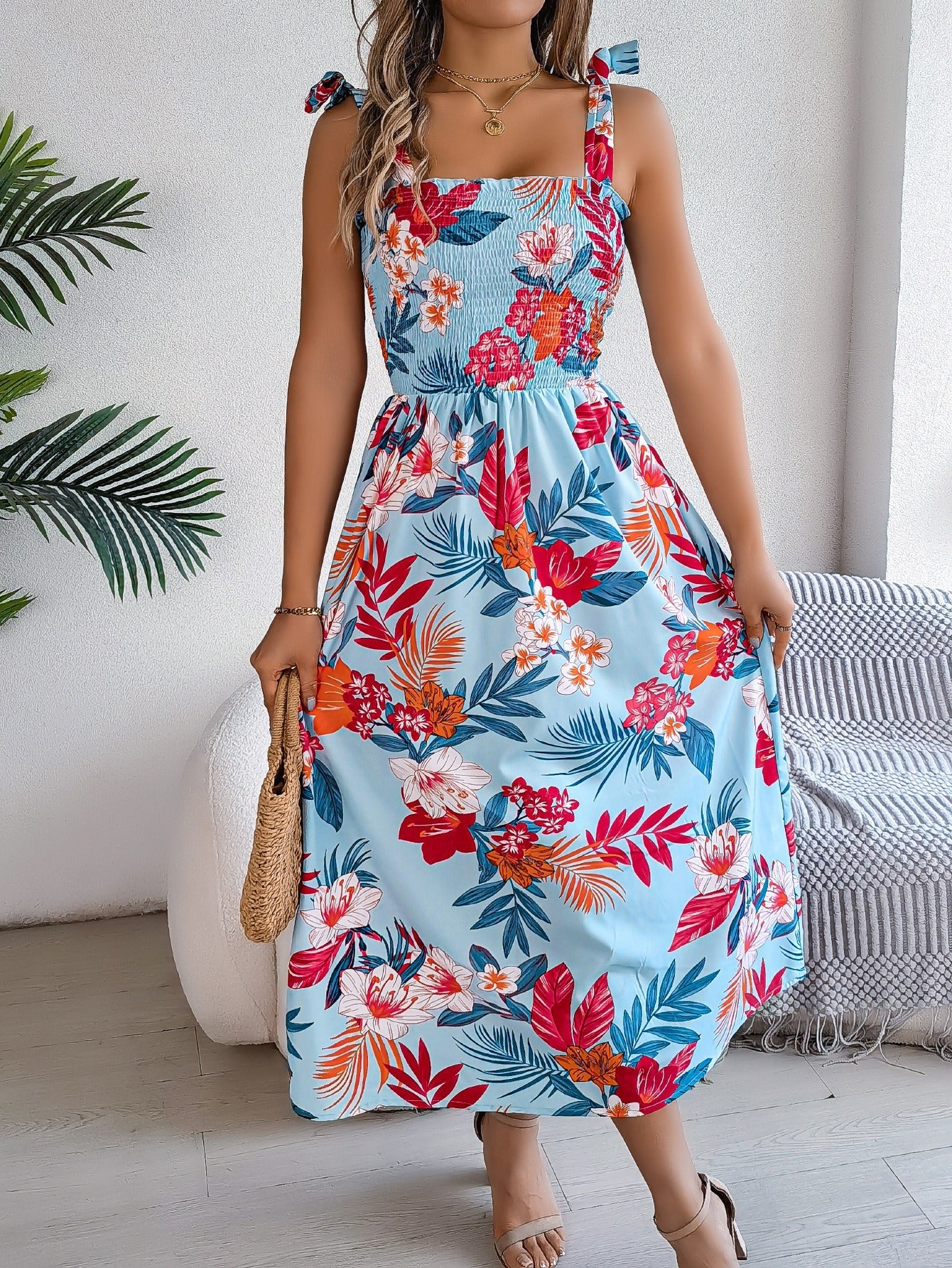 Vestido largo mujer tirantes estampado floral tropical - Kailani