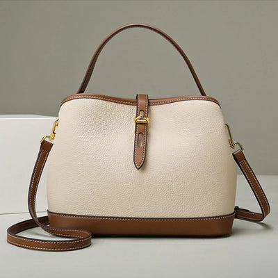 Bolso de hombro para mujer de piel texturizada bicolor estilo estructurado - Teresa