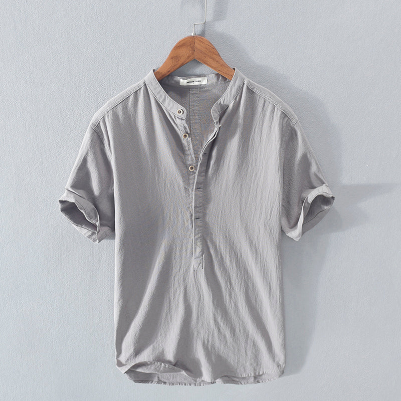Camisa hombre estilo casual algodón lino con botones - Elías