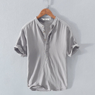 Camisa hombre estilo casual algodón lino con botones - Elías