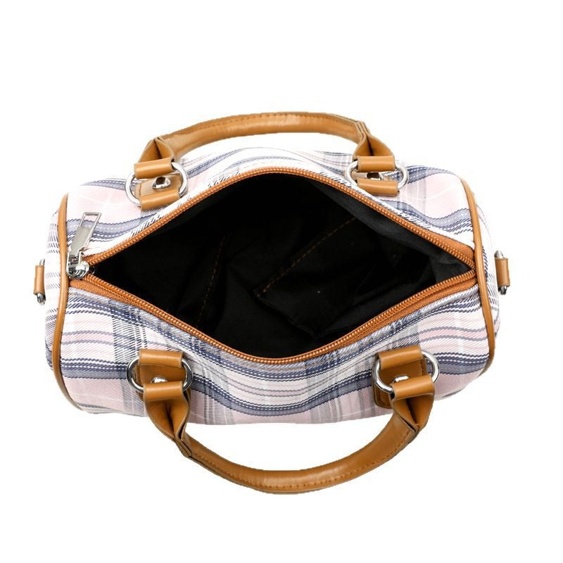 Bolso de hombro para mujer estampado tartán con asas en contraste - Milena