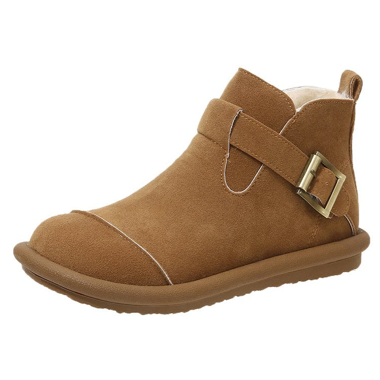 Botines de invierno para mujer en ante con hebilla lateral - Estelle