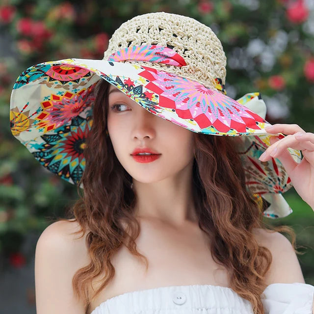 Cubo de verano plegable sombrero de paja de moda