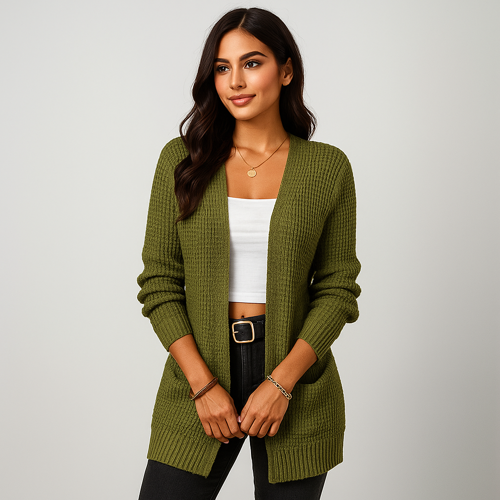 Cardigan de mujer abierto en punto clasico - Dasha